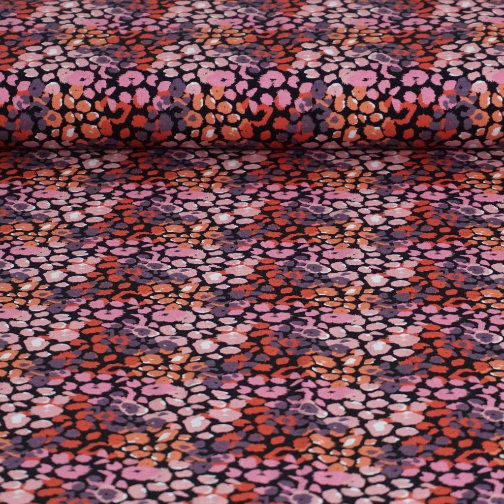 Baumwolljersey Animalprint Flecken rosa rot orange – FVJ